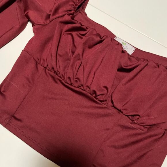 Burgundy Silky Blouse - Picture 3 of 5